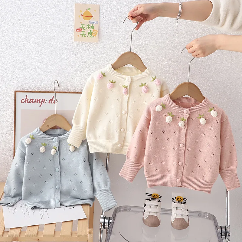 2024 New Knitted Jacket Princess Girls Must-have Warm Long Sleeve Baby Cardigan Autumn Kids Girls Sweaters with Hariball HY07291