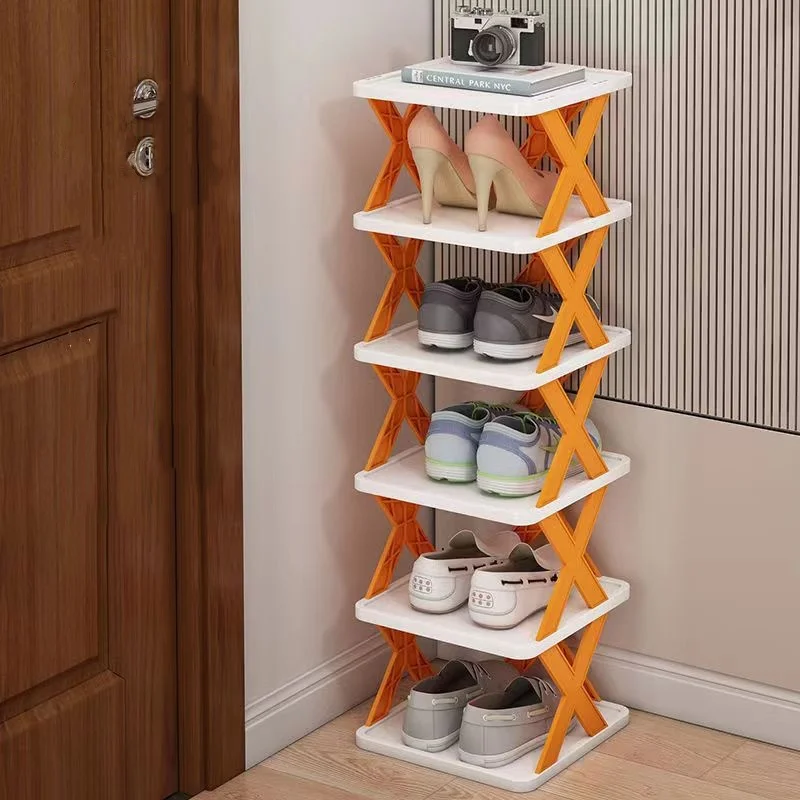 

Stackable Shoes Organizer Closet Multi-layers Boots Cabinet Closet Plastic Narrow Vertical Space Saving Shoes Storage Rack Shelf