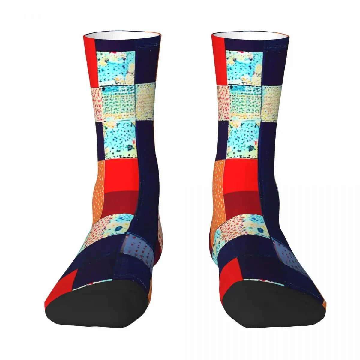 Winter Warm Funny Men's Women's Patchwork Quilt Socks AI Mosaic Pattern Bright Colorful Breathable Skateboard Socks