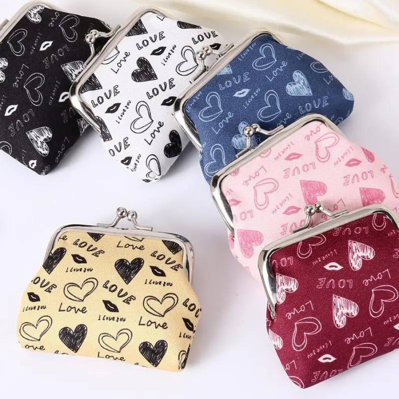 S Coin Purses Lady Small Wallet For Women Heart Pattern Hasp Coin Purses Money Change Pouch Female Handbag