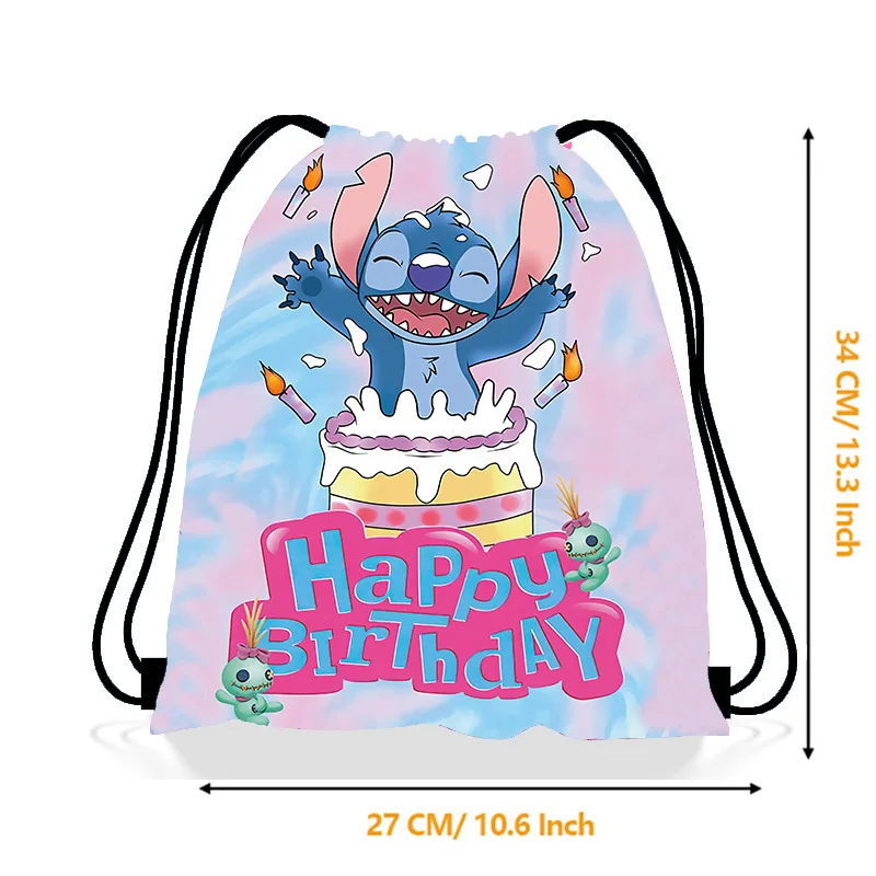 Anime Disney Stitch Series Bundle Pocket Children's Birthday Party Drawstring Backpack Portable Storage Bag