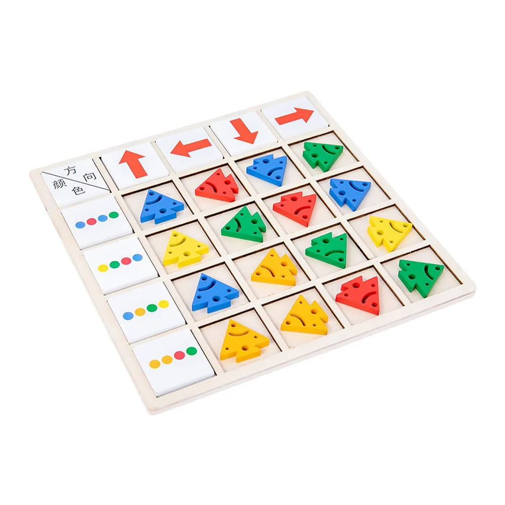 1 set di puzzle cognitivi in legno colorati per bambini piccoli, con texture fine, durevoli, giocabili, educativi, per l'apprendimento dell'awareness direzionale