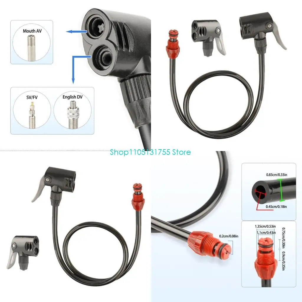 

K0EF Bicycles Tire Inflator Hose Tube Extension Hose Valves Connectors