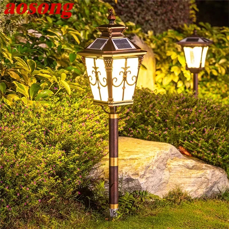 

AOSONG Contemporary Outdoor Solar Lawn Lamp LED Waterproof Villa Garden Courtyard District Residential Quarters Lawn Lamp