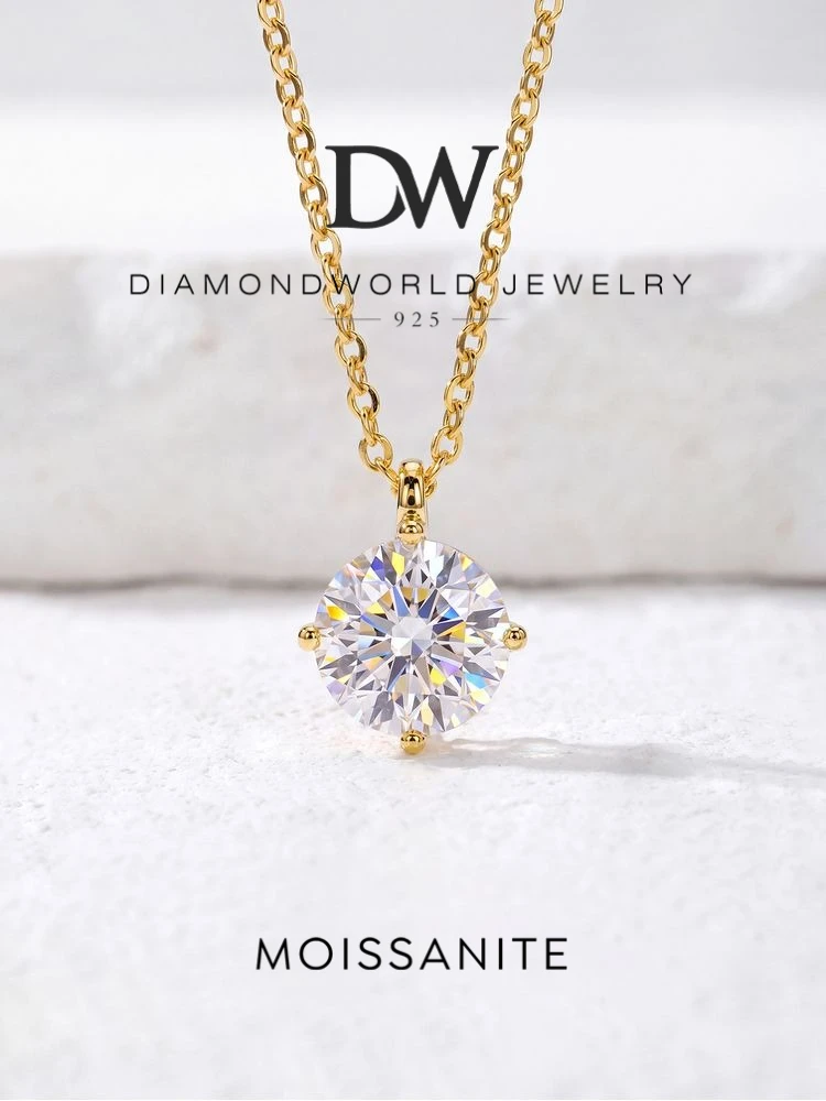DWJ 1-3ct Real Moissanite Diamond Necklace for Woman Wedding Daily Wear Party Original 925 Sterling Silver Luxury Fine Jewelry