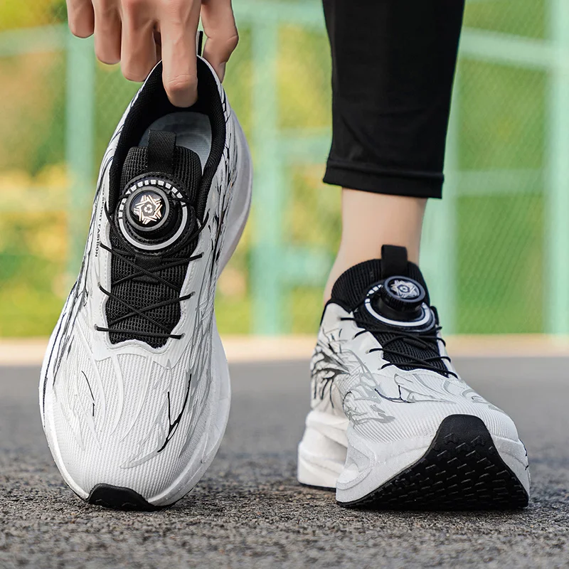 

Carbon Plate Running Shoes Summer Edition with Rotating Button, Student Sports Single Mesh, Lightweight and Breathable Running