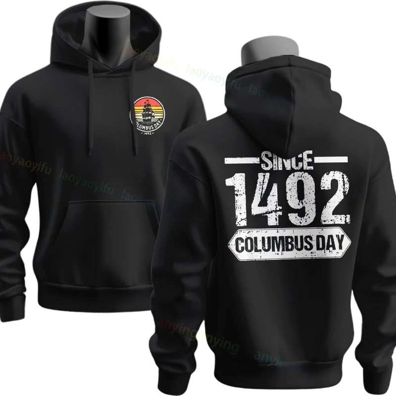 الرجال والنساء مضحك كريستوفر كولومبوس 1492-1502 جولات العالم الجرافيك هوديس عادية كم طويل البلوز الفكاهة نمط هوديي