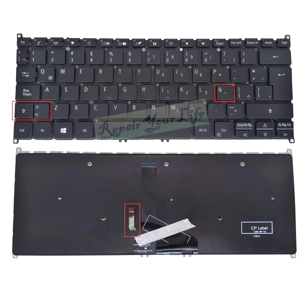 

US Spanish Latin Backlit Keyboard for Acer swift 5 sf514-52t SF514-52TP SF514-51 SF514-52 SF514-54G SF514-51G N17W3 SV3P-A70BWL