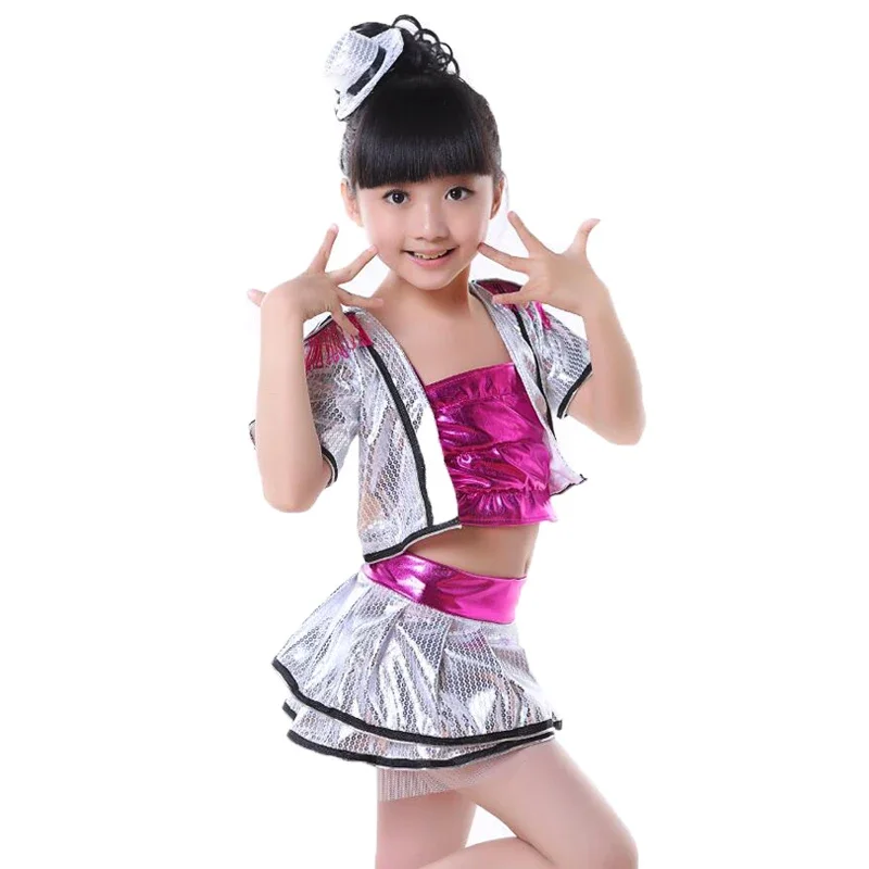 Bambini Abiti Da Ballo Costumi di Prestazione di Ballo Dei Bambini Paillettes Danza Jazz Hip-Hop Danza in Costume di Alta Qualità di Stile Moderno