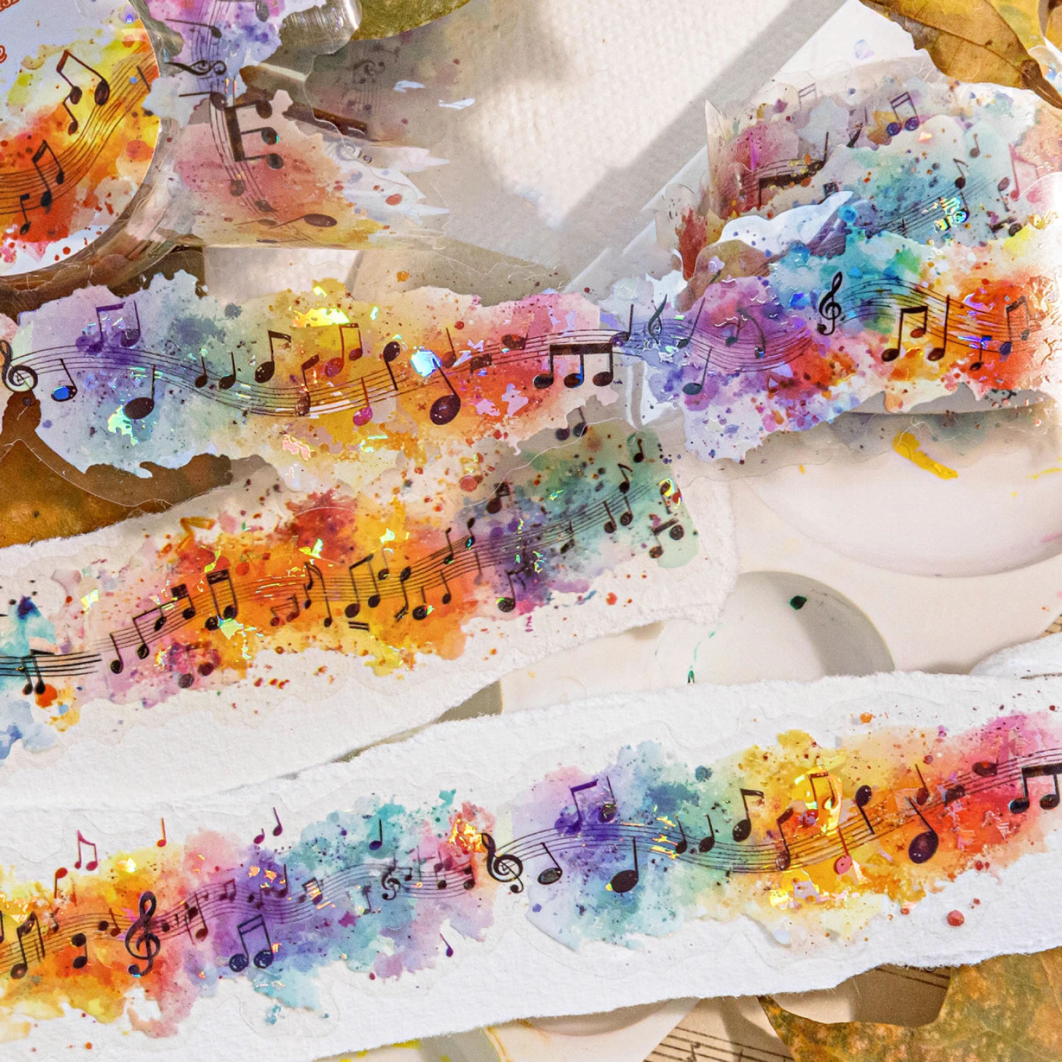 1 Roll Holographic Rainbow Butterfly Floral PET Tape Hand Account Scrapbooking Journal DIY Supplies For Collage Art Decoration