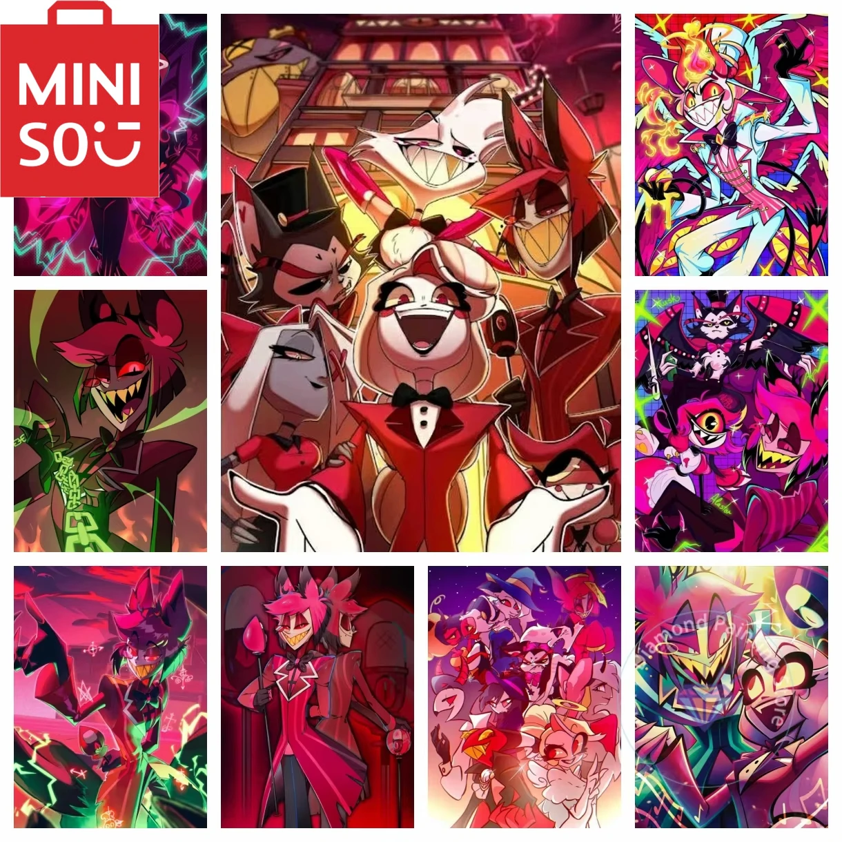 

MINISO картина маслом по номерам Хазбин мультфильм украшение дома живопись стены спальня декор комнаты подарочные рамки