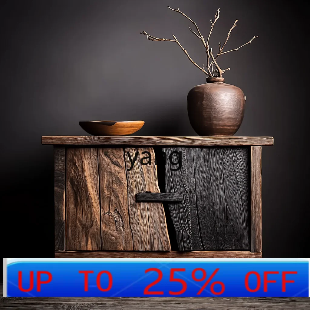 

YJQ solid wood wabi-sabi wind dining side cabinet retro old homestay entrance storage