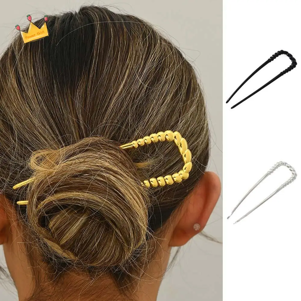 

Creative Simple U-shaped Hair Stick Geometric Chinese Style Twisted Hairpin Hanfu Accessories Retro Alloy Hair Fork Gifts