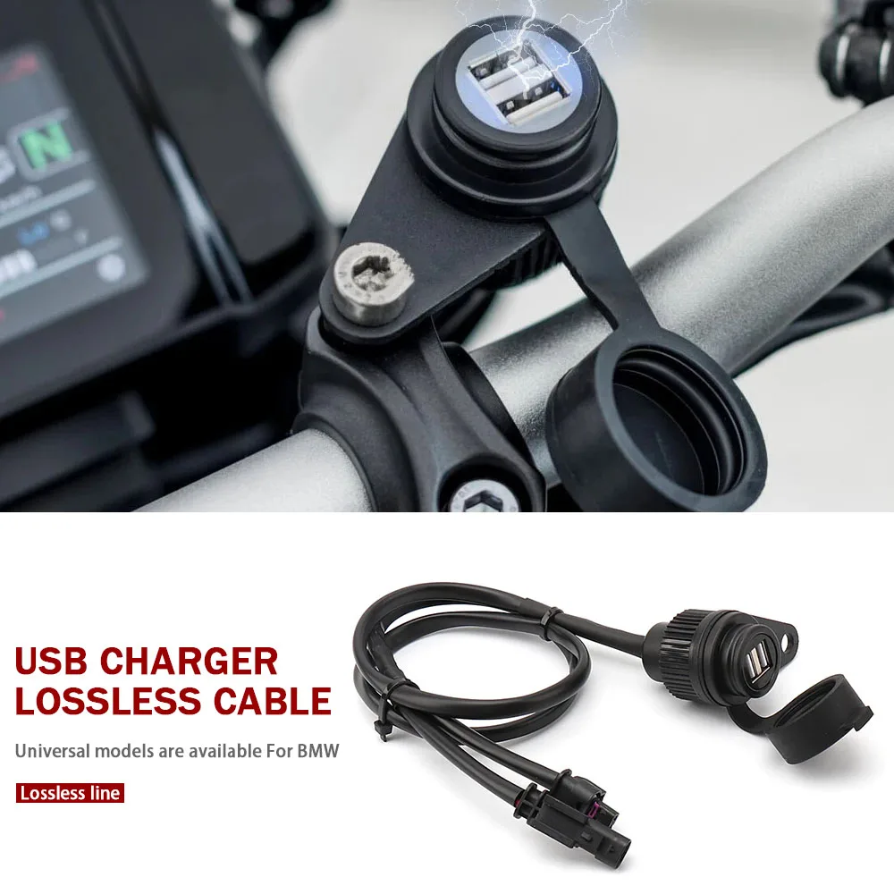 

Motorcycle Charger Adapter Power Supply Socket USB Dual Port For BMW F650GS F750GS F700GS F850GS F800GS F900R C400GT C400X R18