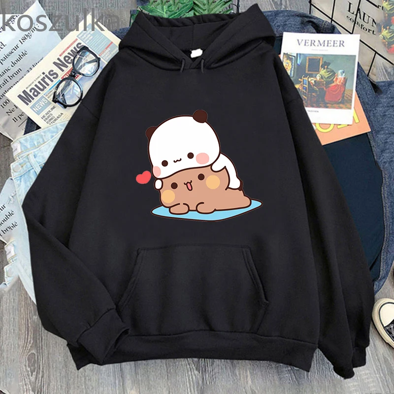 Hoodies estampados de panda e urso feminino, roupas femininas, moletom Harajuku Hood, streetwear unissex, estilo coreano