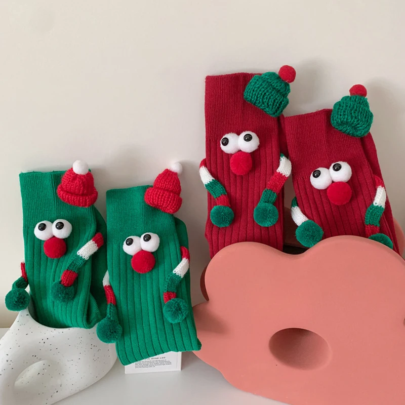 

Couple Holding Hands Soft Magnet Christmas Stockings Cute Cartoon For New Year Birthday Xmas Comfortable Funny Holiday