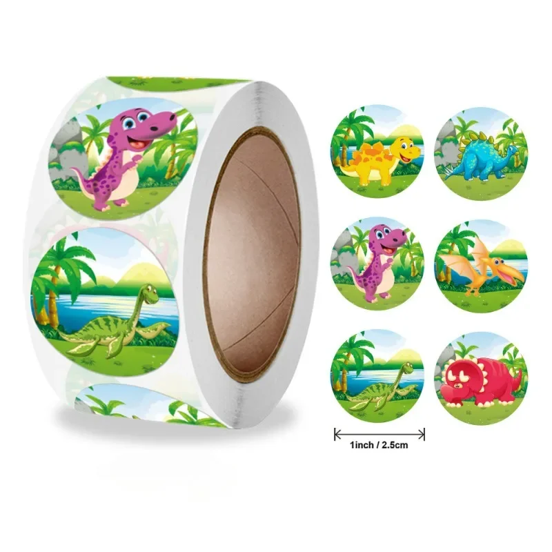 Round Dinosaur Stickers for Kids Teacher Reward Stickers School Supplies Animal Incentive 1inch Sticker