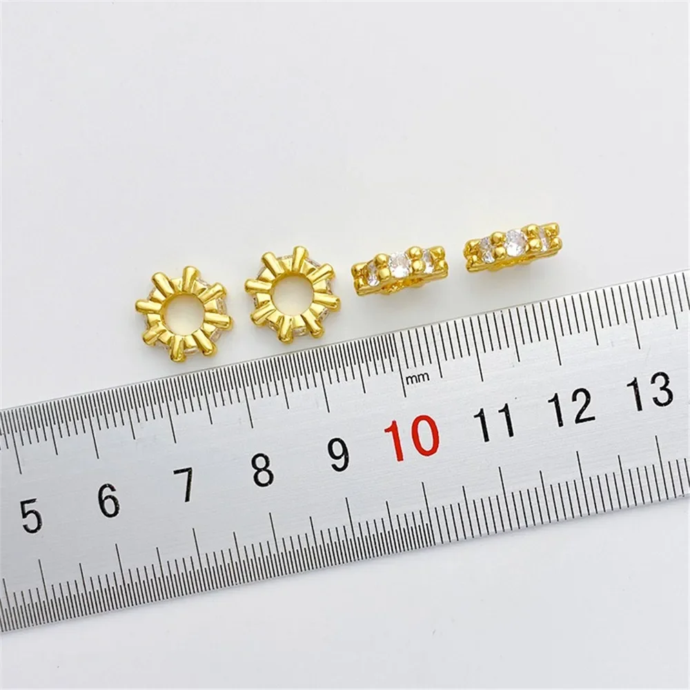 

18K Gold-plated Zircon Drill Ring Spacer, Large Hole Wheel Spacer, Handmade DIY Bracelet, Necklace, Jewelry Accessories