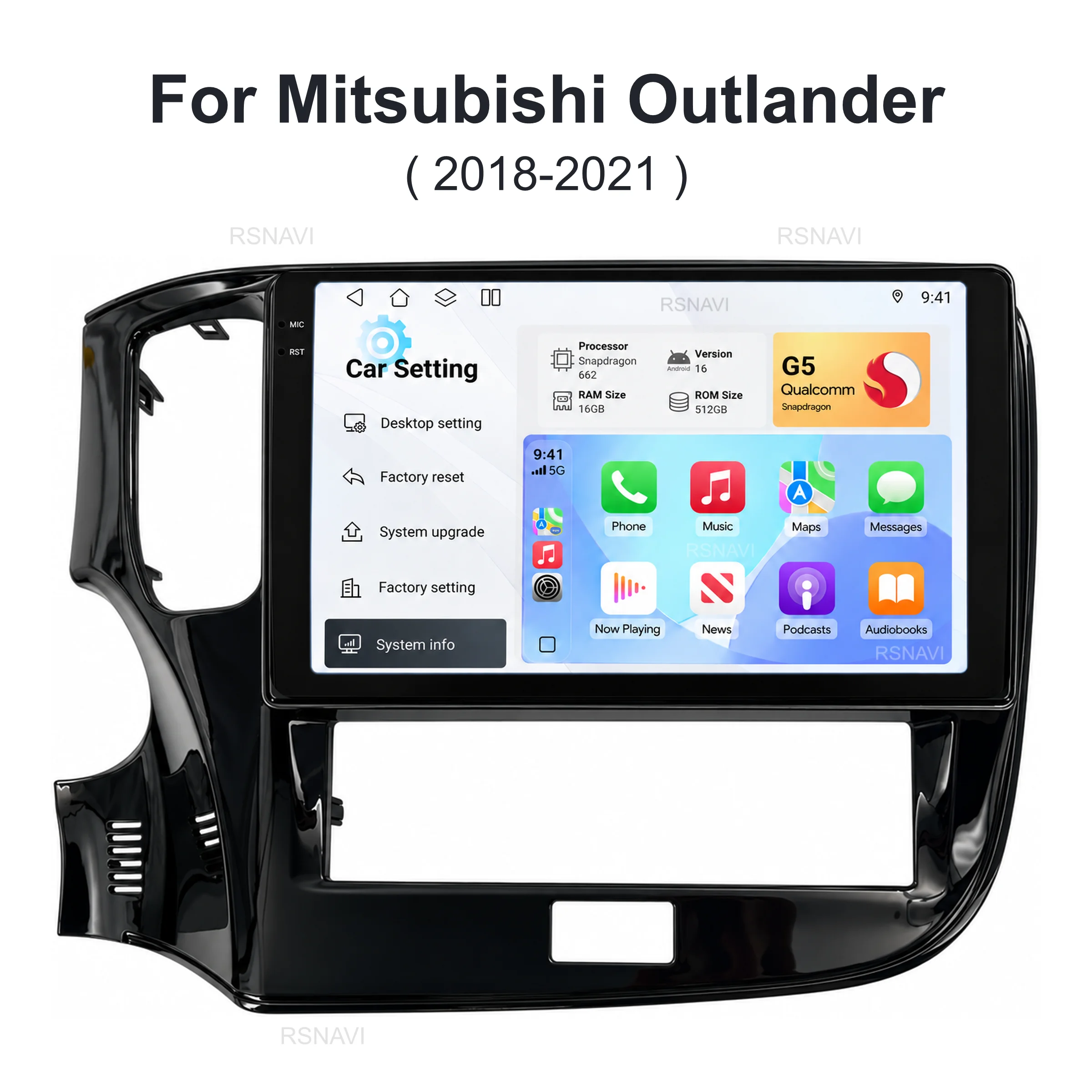 Android 16 Qualcomm Car Radio Multimedia Player For Mitsubishi Outlander 3 III GF0W GG0W 2018-2022 Auto Carplay Stereo wifi+4G