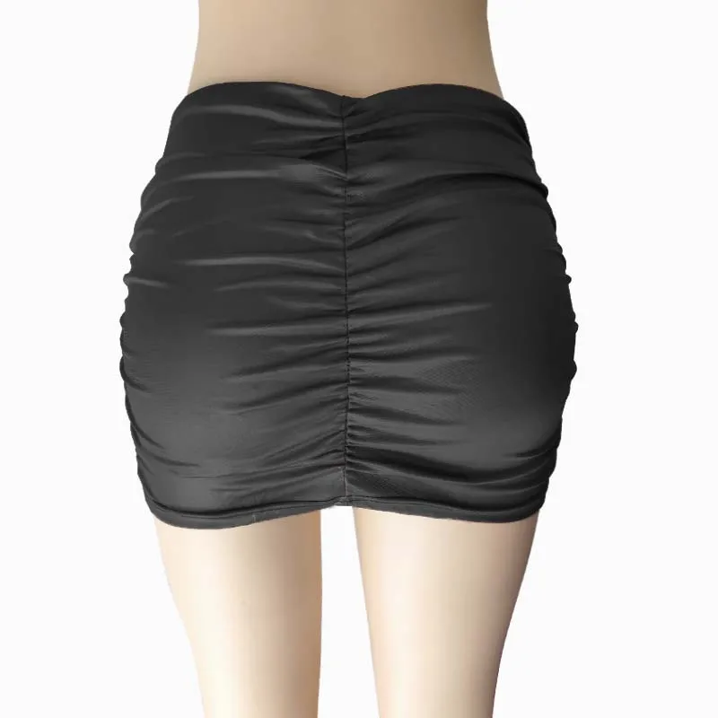 Spring and Summer New PU Leather Skirt Women's Black Elastic Women Slim Sexy Leather Skirts Brown Gray