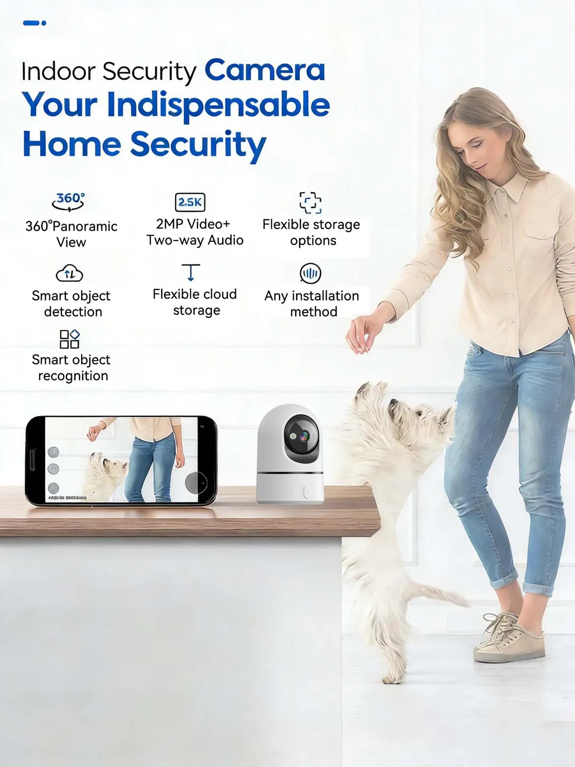 5MP 2.4G/5G WiFi Indoor Baby Monitor Security Camera | One-Touch Call | Color Night Vision | Human Tracking | 355° PTZ O-Kam Pro