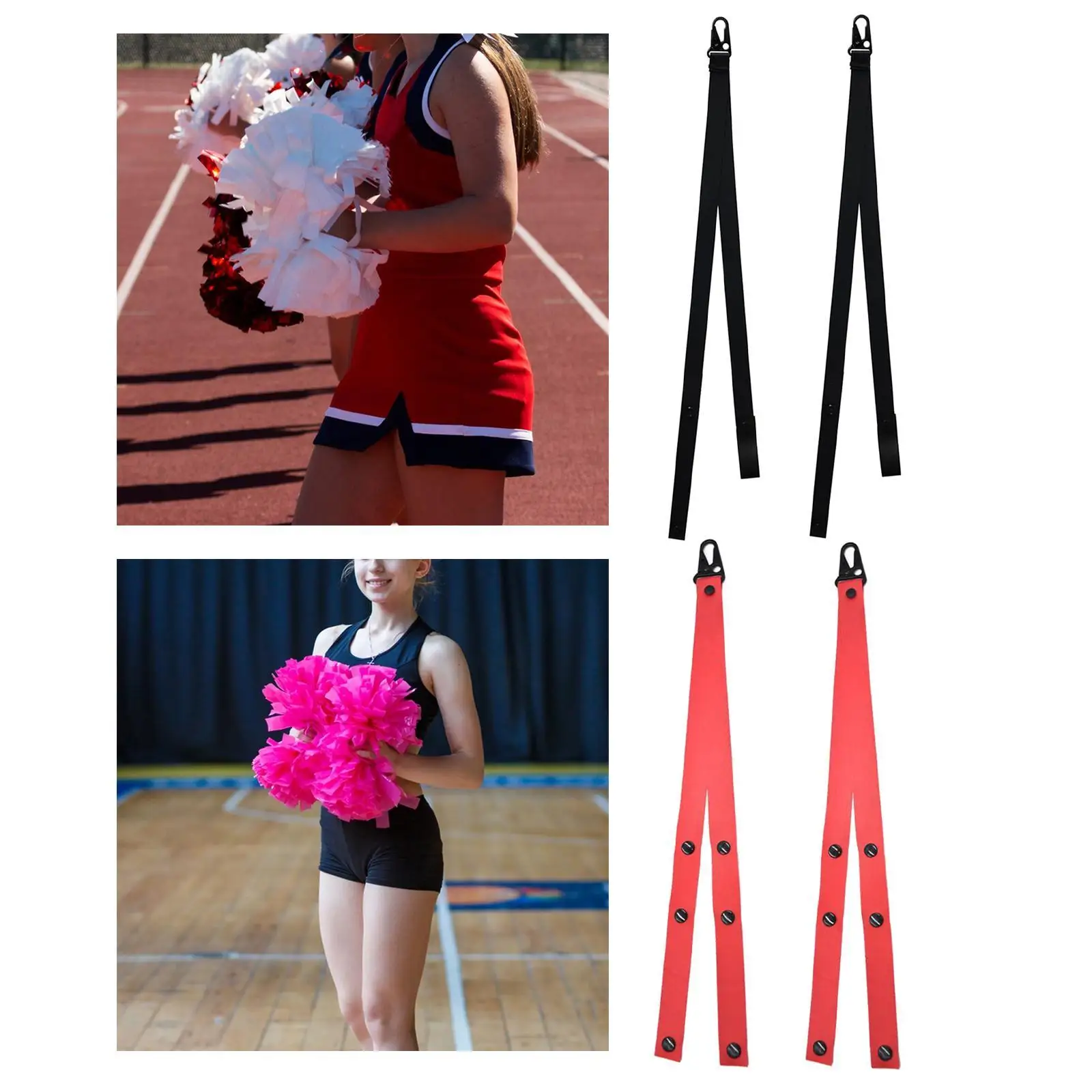 2x Cheerleader Poms Holder Strap Cheering Cheer Bow Holder for Backpack Cheer Dance Ceremony with Sturdy Buckle Cheer Backpack