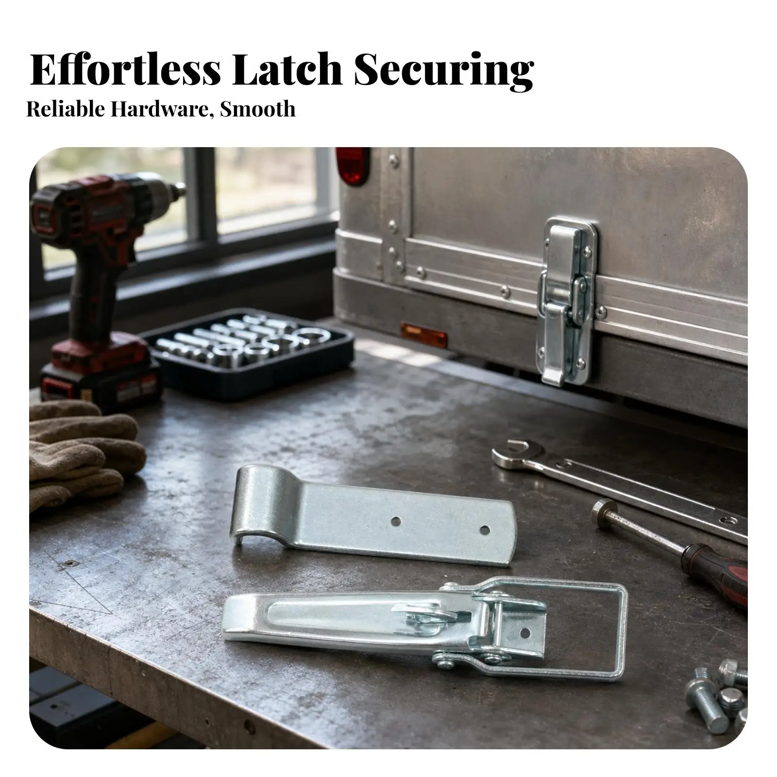 Galvanized Iron Locking Buckle for Trailer RV Door Latch with Catch Plate Sturdy Gate Lock Hardware