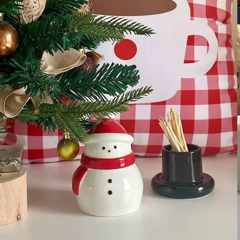 Christmas Snowman Personalized Home Luxury Toothpick Holder with Toothbrush Holder, Creative Cotton Swab Box Organizer