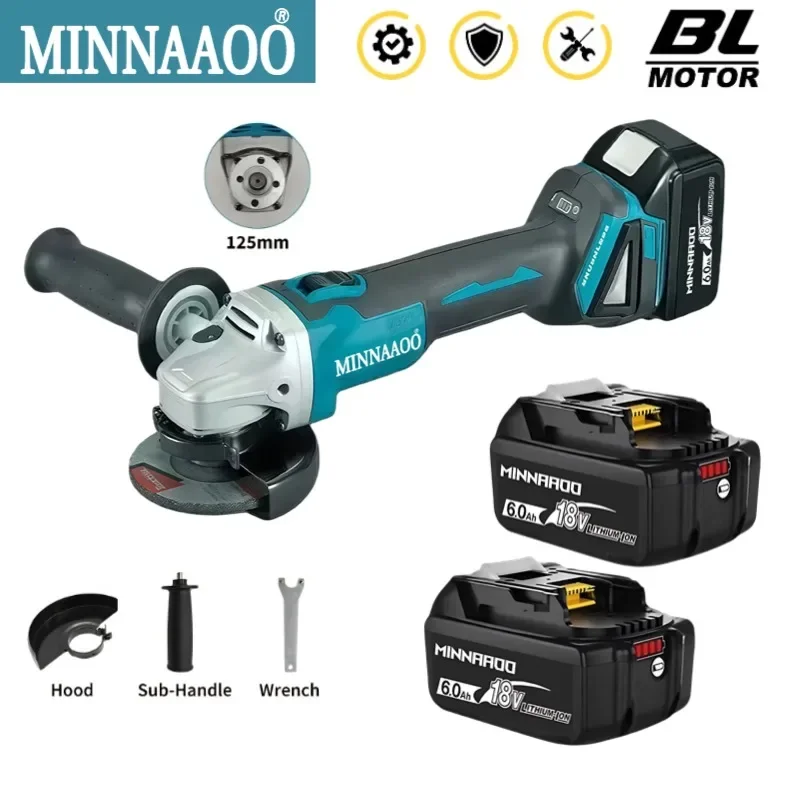 

125mm M14 Brushless Angle Grinder Cutting Machine Cordless Electric Angle Grinder Power Tools for Makita 18V Battery Pins