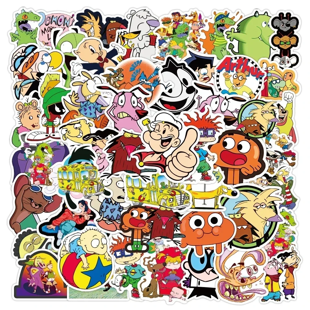 50PCS Classic Cartoon Stickers Graffiti Funny Anime Decals DIY Toy Laptop Phone Luggage Fridge Car Waterproof Kids Sticker Gifts
