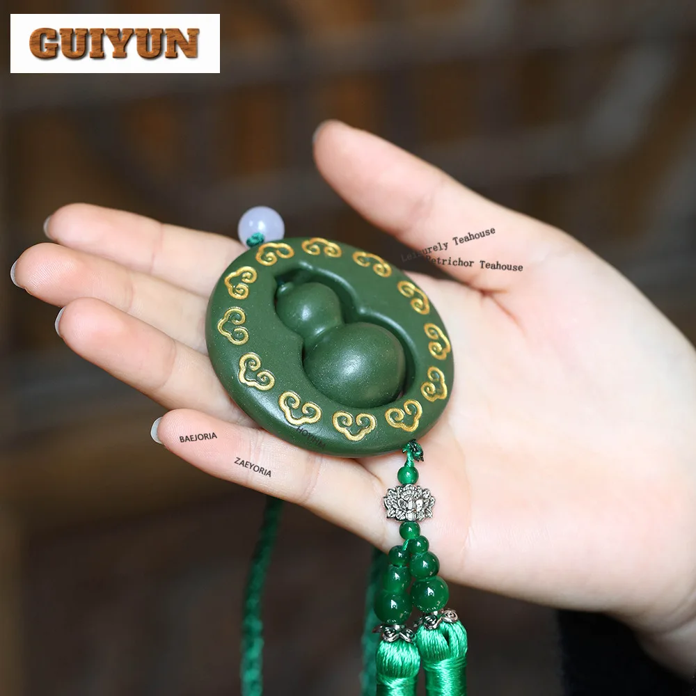 Yixing Purple Clay Gourd Fortune Hand-held Tea Pet Antique Tea Games Tea Figurine Play Toys Tea Statue Ornaments Supplies craf