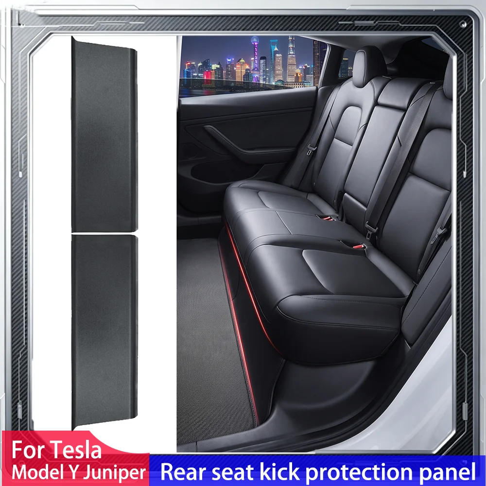2Pcs For Tesla Model Y Juniper 2025-2026 Rear Seat Kick Pad Cover Interior Strip Corner Guard Anti-Kick Protector Accessories
