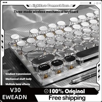 EWEADN V30 Wired/Wireless Tri Model Mechanical Gaming Keyboard 108 Key Retro Punk Esports Gaming Office Computer Laptop Keyboard