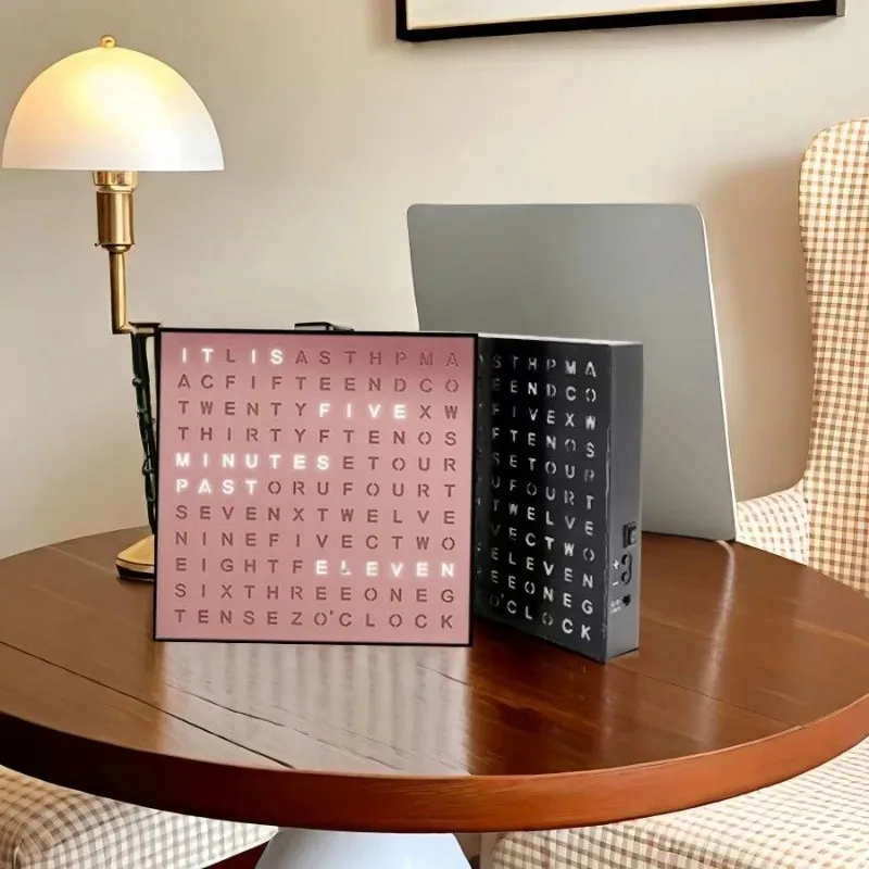 Fashionable and Creative English Letter Display Desktop Clock with Advanced Sense of Office and Learning Desktop Clock LED