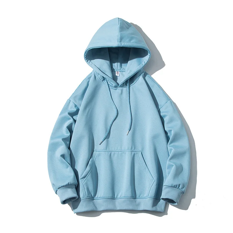 

Homme Men Solid Color Student Boys Kangaroo Pocket Drawstring Hoodie