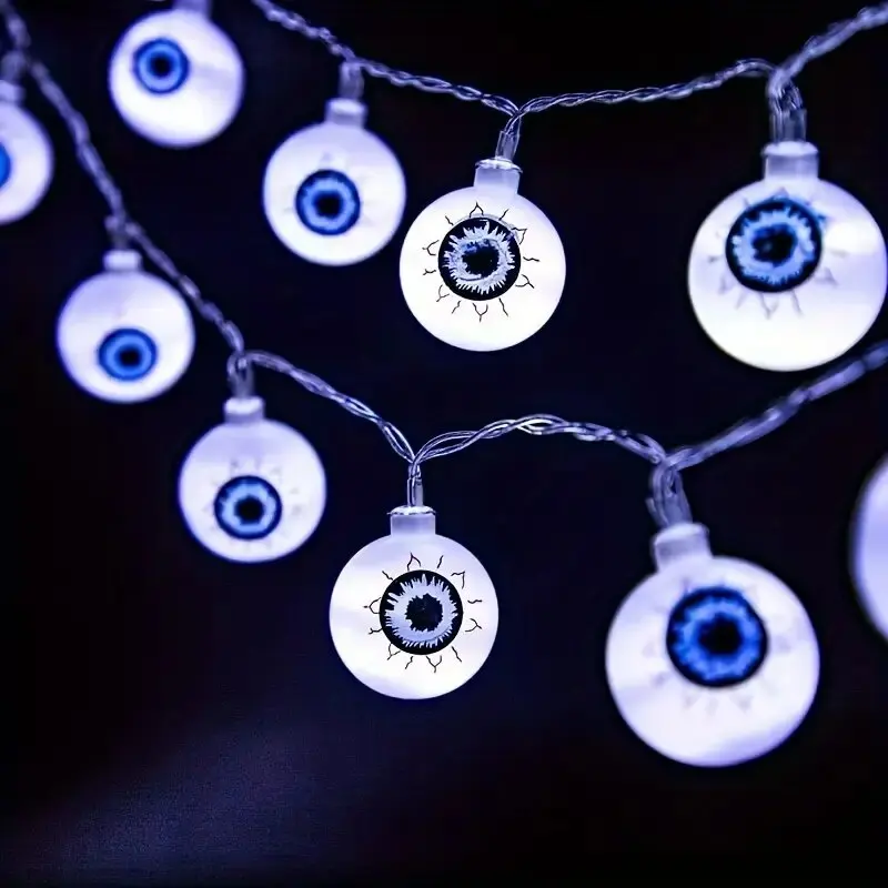 Spook Up Your Home com 1 unidade de luzes de corda de globo ocular de Halloween - 10 LEDs de luzes de paisagem operadas por bateria!