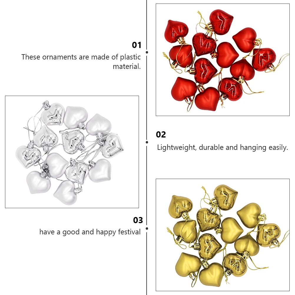 

36 Pcs Christmas Wall Decor Heart Shaped Tree Tabletop Decorations Material Pendants