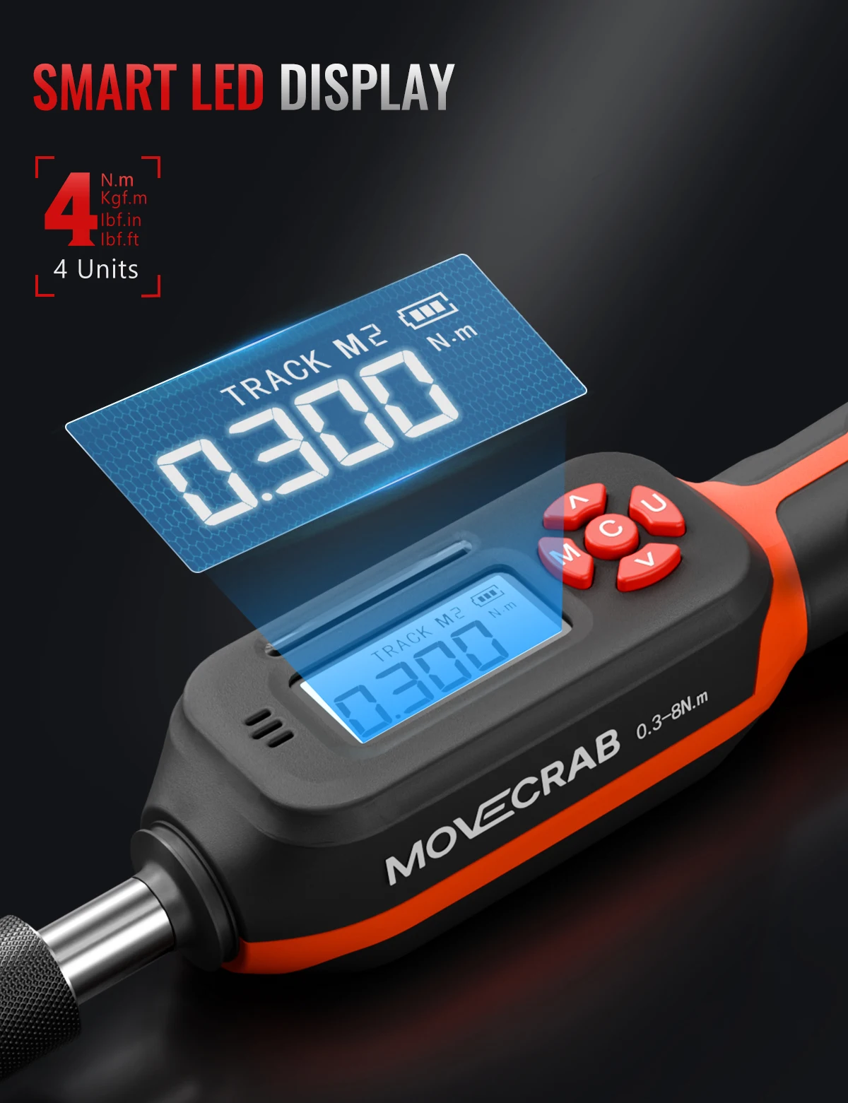 MOVECRAB Digitaler Drehmomentschraubendreher-Satz mit Summer/LED/Vibrationsalarm für Fahrradreparatur, Werkzeuge, Wartung und DIY – Detail 3