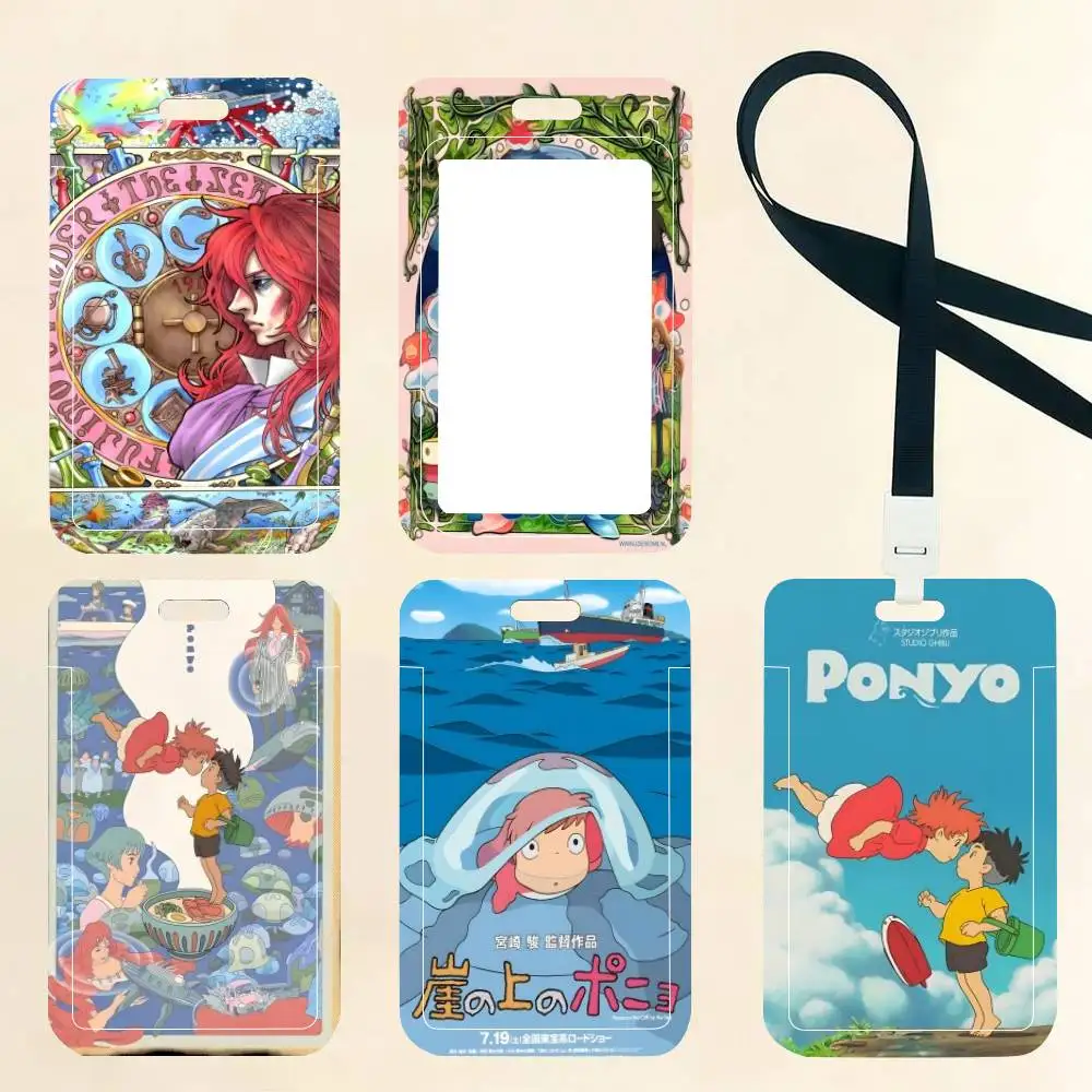 

1PC P-Ponyo On Cliff By The Sea ID Card Holder Neck Strap Pendant Door Badge Holder Lanyards Keychain Work Credential