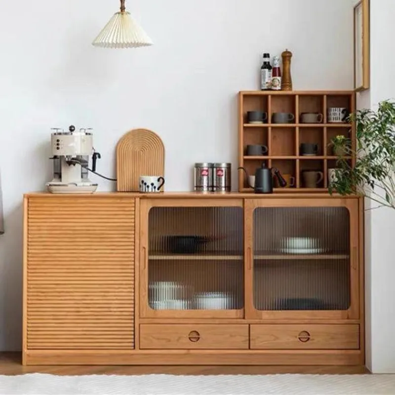 Nordic integrated cabinet Multifunctional simple glass porch cabinet Light luxury storage cabinet Living room locker