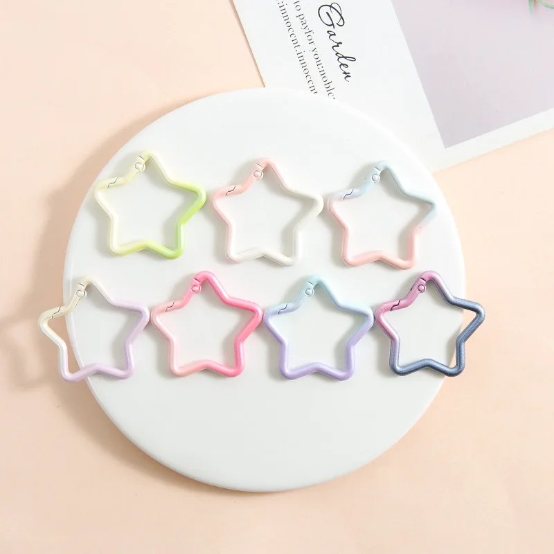 5 Stück/Set Farbverlauf-Schlüsselanhänger in Sternform, Niedliche Schlüsselanhänger mit Karabinerhaken für DIY-Schmuckherstellung und Zubehör – Detail 3