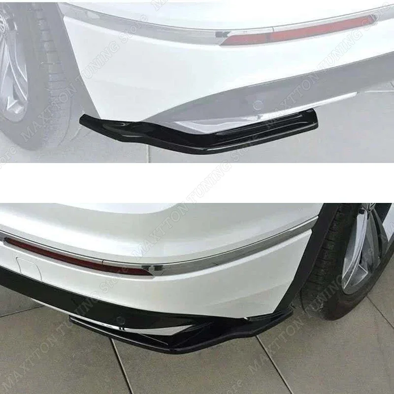 Pair Car Gloss Black Rear Bumper Side Splitter Cover For VW Tiguan R-Line 2017 2018 2019 Diffuser Guard Lip Spoiler Accessories