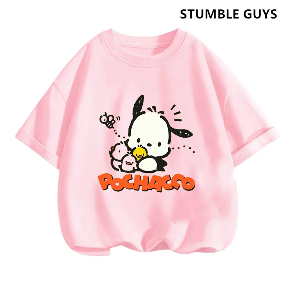 pochacco Tshirt Set Kids Anime Summer Tops Multiple Fashion Children\'s T-shirts Round Neck Casual Short Sleeve Print Trucksuit