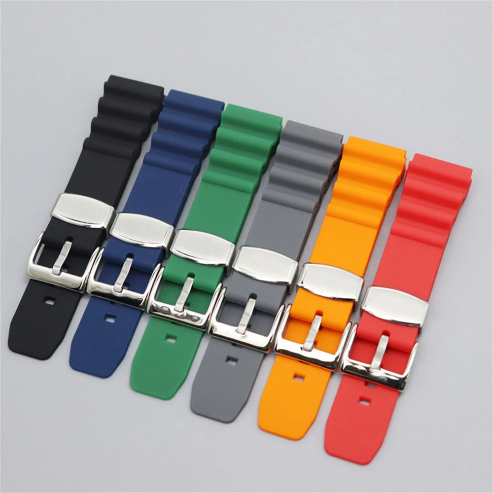 สายซิลิโคน18มม. 20มม. 22มม. สำหรับสาย SPR009 Seiko พร้อมสายรัดข้อมือเหล็ก