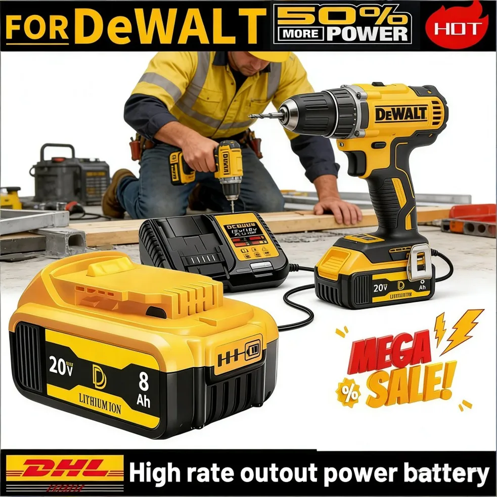 

Заменяющие аккумуляторы DEWALT 20V Li-ion для электроинструментов, совместимые с моделями DCB606, DCB205, DCB206, DCB200 MAX, 2 шт.