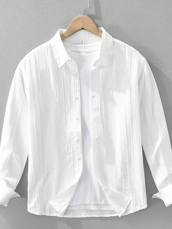 

Мужская рубашка из чистого хлопка с цветочной вышивкой, свободного кроя, на пуговицах, для повседневной носки, весенняя коллекция