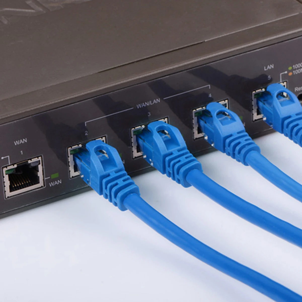 

High Speed Durable Network Cord For Pc Modem Router Long Blue With Adjustable Reusable Cable Straps Wide Diameter Reduced