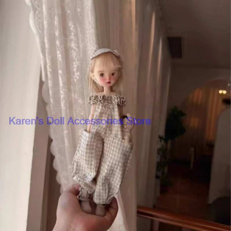 1pcs 2026 Milk yellow coffee checkered jumpsuit for Blythe/landoudou(Fit for Lulu,ymy24,Ob22,24,26,zone, Jenny)
