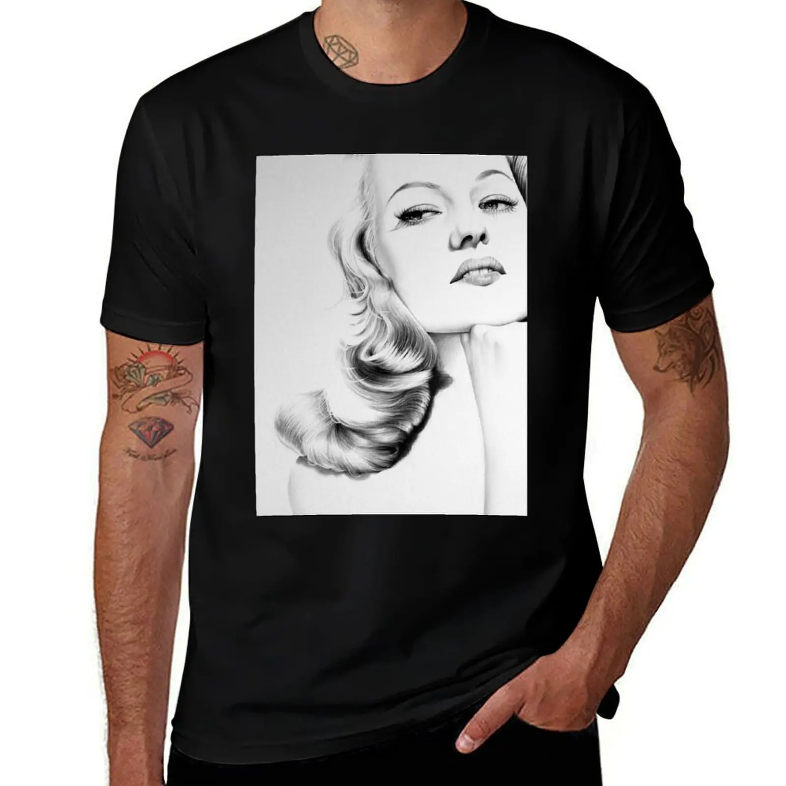 

Rita Hayworth Minimal Portrait T-Shirt man t shirt cotton high quality funny t shirts man T-Shirt