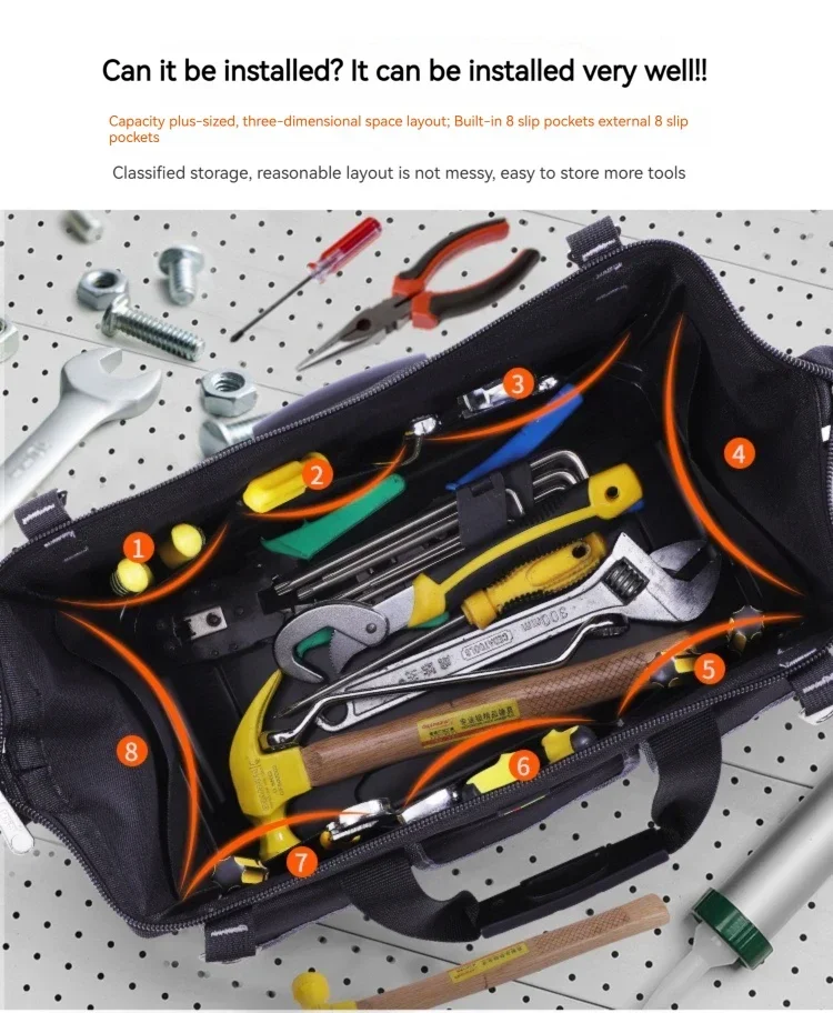 Multifunctional Tool Bags Oxford Cloth Electrician Bags Waterproof and Wear-Resistant High Capacity Storage Bags